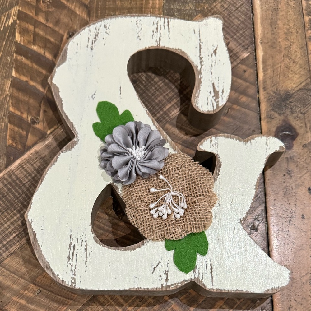Wooden “&” Symbol Painted With Flowers. Decor